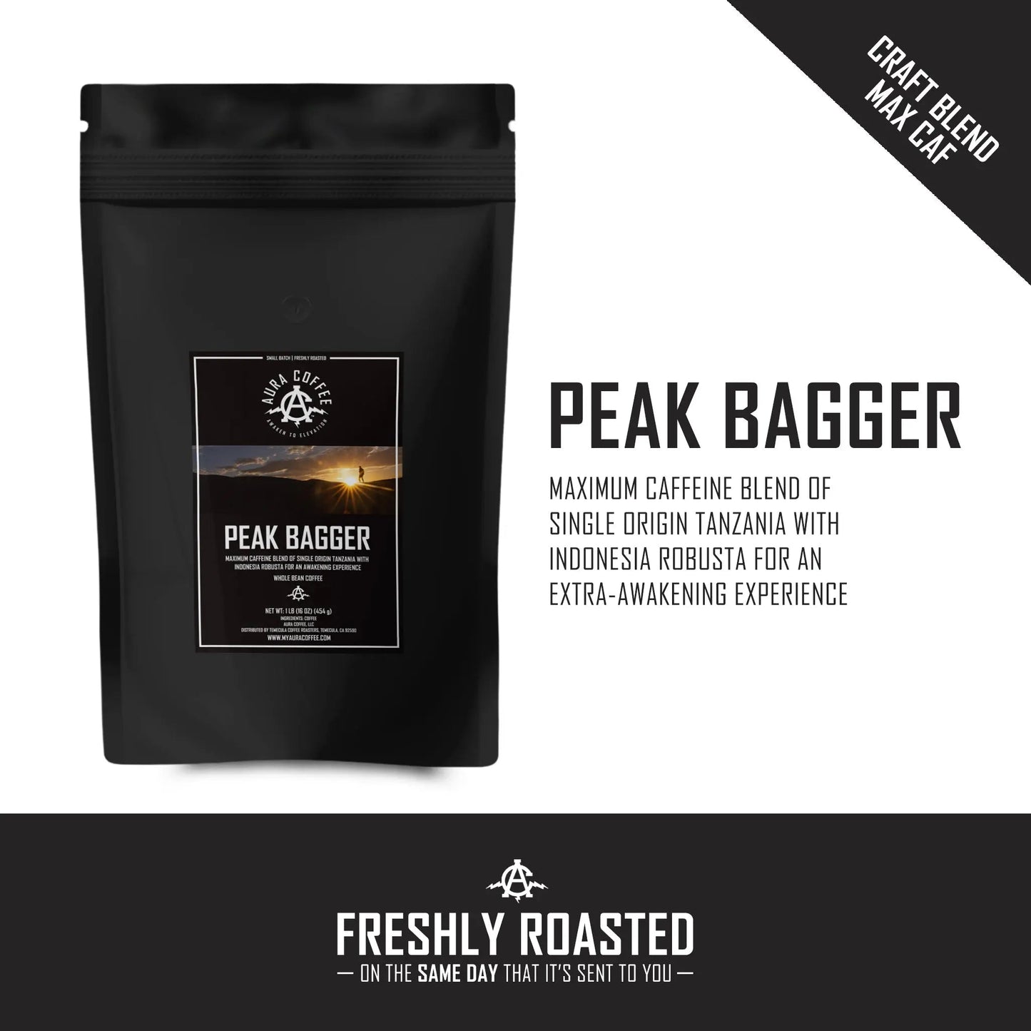 Peak Bagger - MAX CAF! - Medium/Dark Roast - Aura Coffee