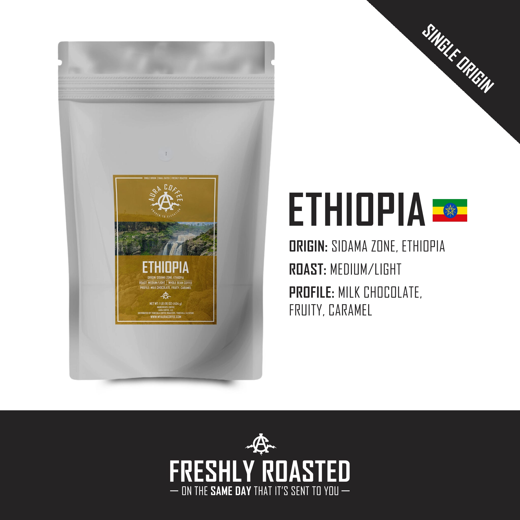 Ethiopia Single Origin Coffee -  Bright, Fruity Flavor