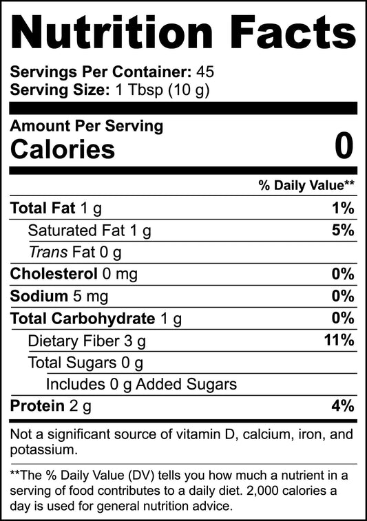 Aura Coffee Hemp Coffee Nutrition facts.