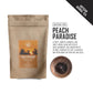 Pouch of Aura Coffee Peach Paradise premium artisan loose leaf flavored tea with flavor profile.