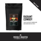 Black pouch of Aura Coffee Radiant Cowboy Medium/Dark Roast coffee with blend details.